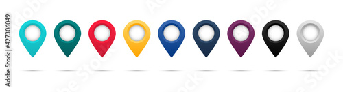 Set of colorful map pointer. Map pins, markers. Location icons for map. Vector illustration. EPS - 10 photo