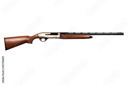 Semi-automatic smoothbore hunting rifle on a white background