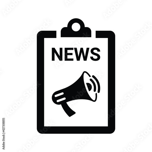 Advertising, news, press release icon. Black vector graphics.