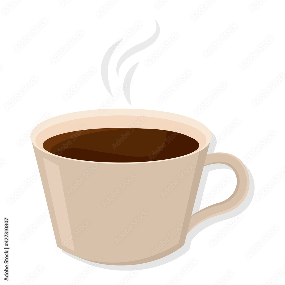 Hot coffee cup with steam - Vector illustration Stock Vector | Adobe Stock