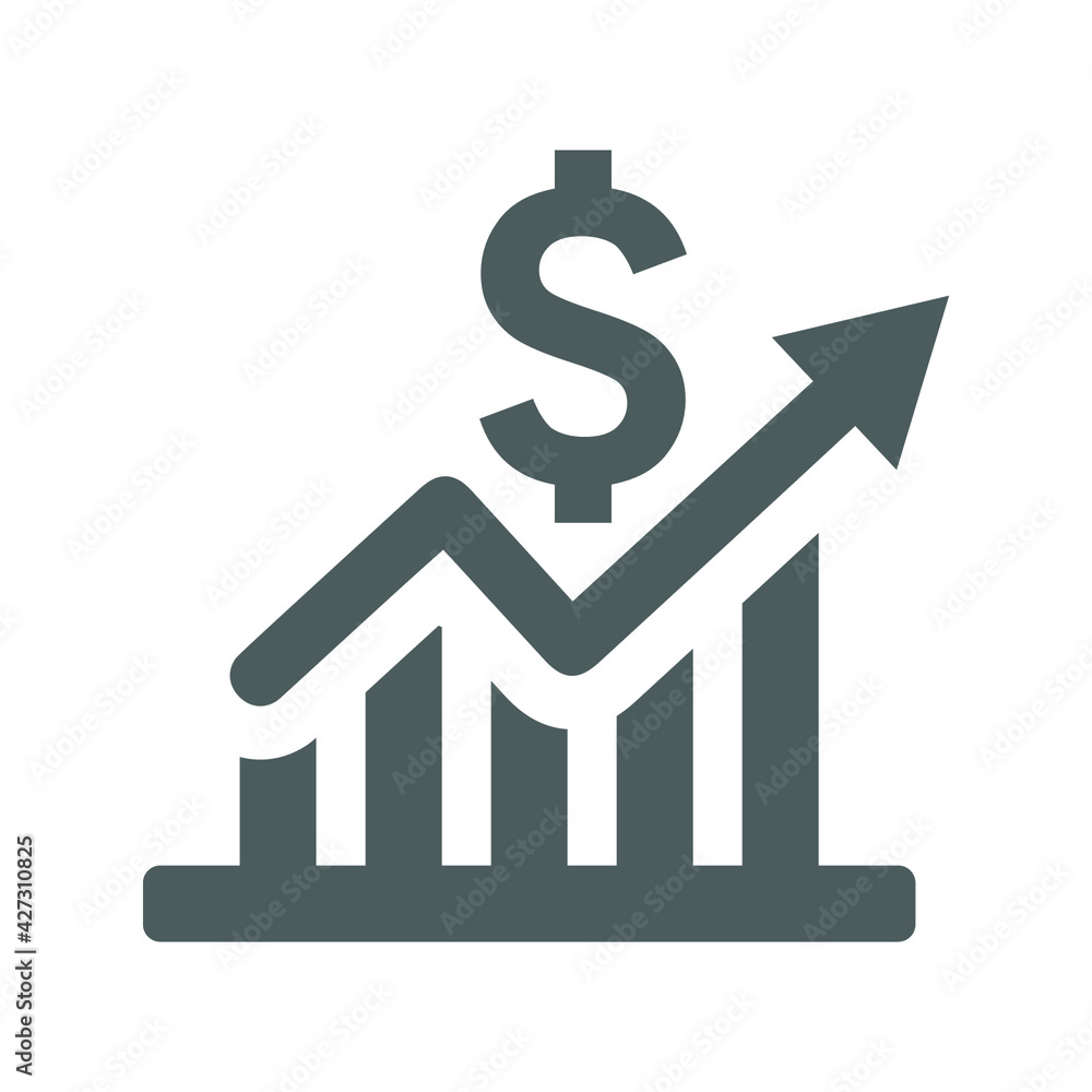 Profit, earning growth icon. Gray vector graphics. Profit, earning growth icon. Gray vector graphics.