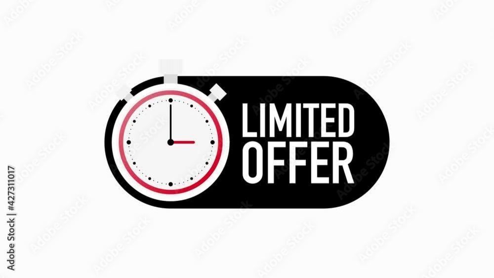 Timer with LIMITED OFFER text countdown motion template on white background. Motion graphic. Timer with LIMITED OFFER text countdown motion template on white background. Motion graphic.