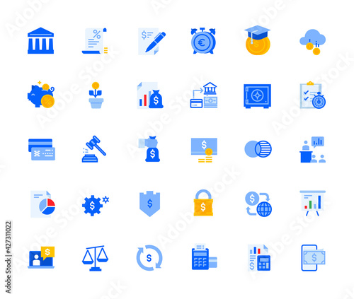Banking icons set for personal and business use. Vector illustration icons for graphic and web design, app development, marketing material and business presentation.
