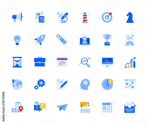 Business and marketing icons set for personal and business use. Vector illustration icons for graphic and web design, app development, marketing material and business presentation.