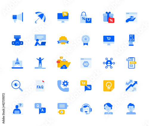 Social network icons set for personal and business use. Vector illustration icons for graphic and web design, app development, marketing material and business presentation.