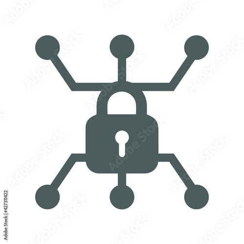 Antivirus, firewall, security icon. Gray vector graphics.