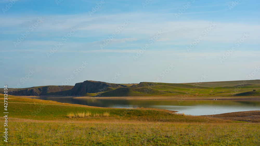 Fototapeta premium Kurty river and lake early spring view