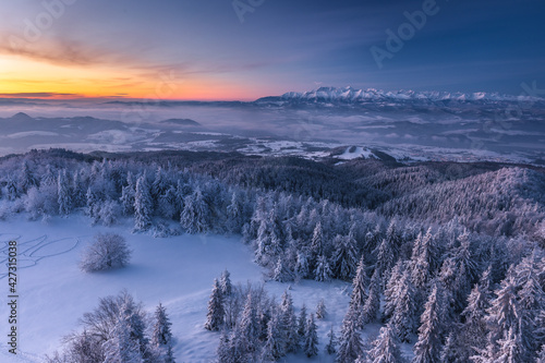 Winter morning in Gorce in Luba  . A beautiful moody morning with good light.