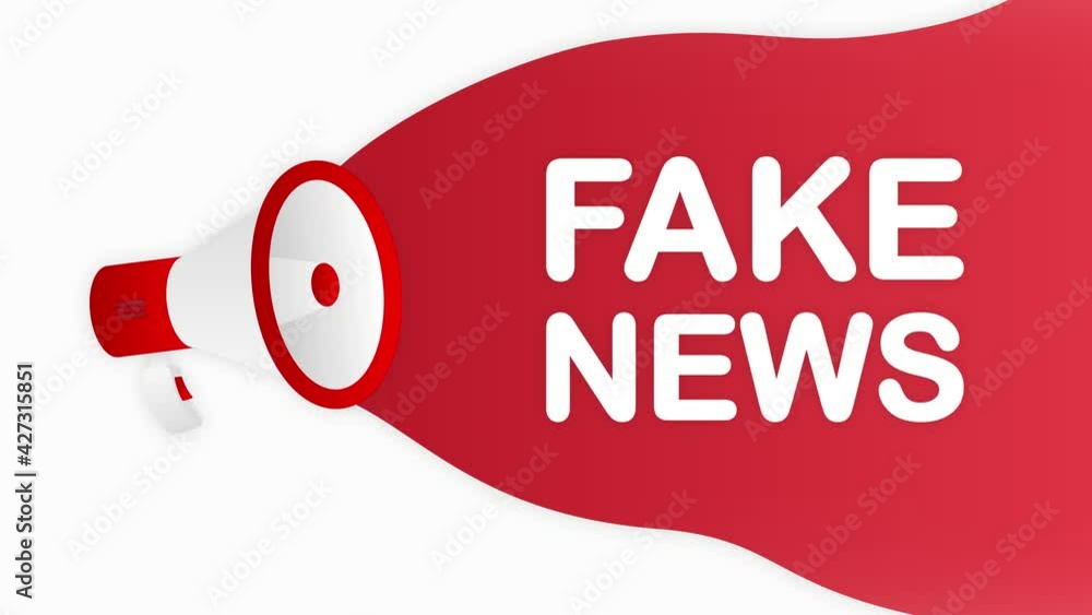 Megaphone FAKE NEWS countdown template with red objects on white ...