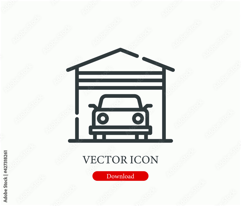 Garage vector icon. Editable stroke. Symbol in Line Art Style for Design, Presentation, Website or Apps Elements. Pixel vector graphics - Vector Garage vector icon. Editable stroke. Symbol in Line Art Style for Design, Presentation, Website or Apps Elements. Pixel vector graphics - Vector