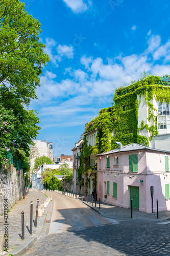 Photography Paris, typical cobblestone street of Montmartre