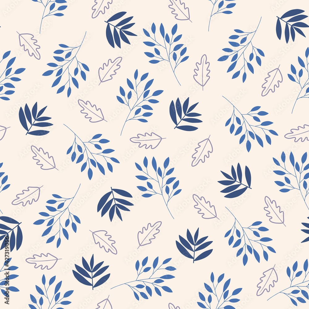 Vector floral seamless pattern with abstract plants and flowers