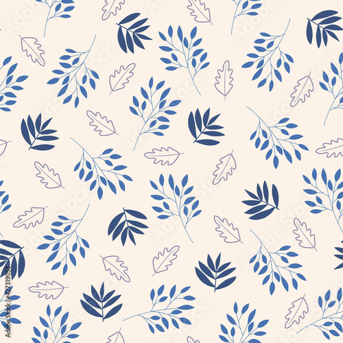 Vector floral seamless pattern with abstract plants and flowers