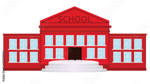 Red school building. vector illustration