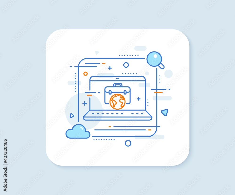 Global business line icon. Abstract vector button. Businessman case sign. Internet marketing symbol. Businessman case line icon. Laptop concept badge. Vector Global business line icon. Abstract vector button. Businessman case sign. Internet marketing symbol. Businessman case line icon. Laptop concept badge. Vector