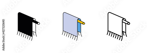 Towel holder icon. Towel in the bathroom icon set. Silhouette, colorful and linear icon set. Bathroom objects icons in line. Editable line. Logo, web and app pixelated design.