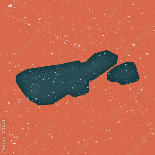 Madre de Dios Island vintage map. Grunge map with distressed texture. Madre de Dios Island poster. Vector illustration.