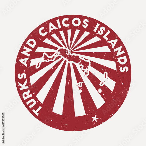 Turks and Caicos Islands stamp. Travel red rubber stamp with the map of the island, vector illustration. Can be used as insignia, logotype, label, sticker or badge of the Turks and Caicos Islands.