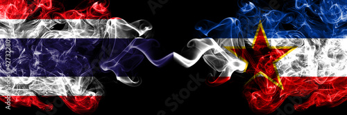 Photos Thailand, Thai vs Yugoslavia, Yugoslavian smoky mystic flags placed side by side