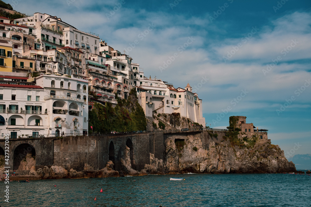 Beautiful View in Amalfi Coast, Italy, Positano in summer