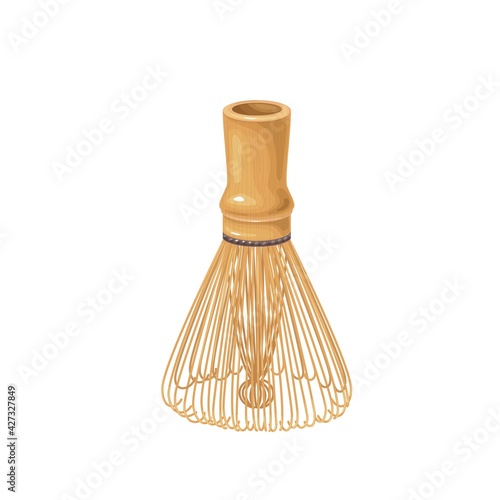 Bamboo Matcha Tea Whisk. Chasen for japan green matcha tea vectror illustration.