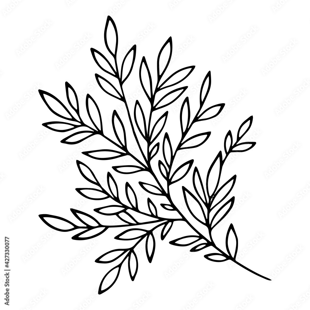 Tree branch icon, hand drawn and outline style Tree branch icon, hand drawn and outline style