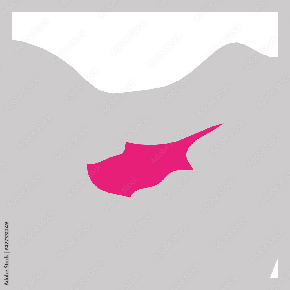 Obraz premium Map of Cyprus pink highlighted with neighbor countries