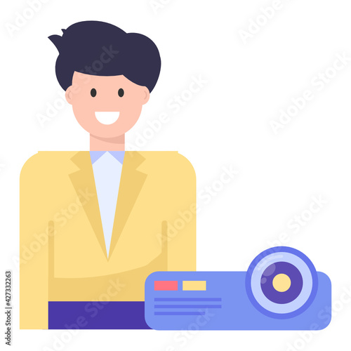 
Project with avatar, concept of presenter icon

