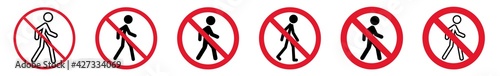 Prohibition Sign Walking Pedestrian Person Forbidden Icon Set | Man Human Walk Prohibition Signs Prohibited Vector Illustration |  Prohibition Sign Isolated