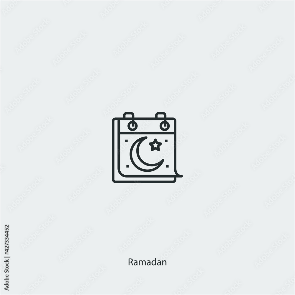 Ramadan icon vector icon.Editable stroke.linear style sign for use web design and mobile apps,logo.Symbol illustration.Pixel vector graphics - Vector