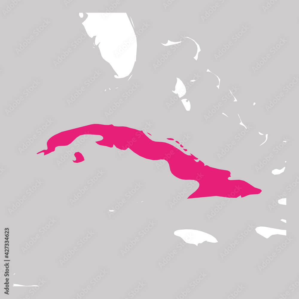 Map of Cuba pink highlighted with neighbor countries Map of Cuba pink highlighted with neighbor countries