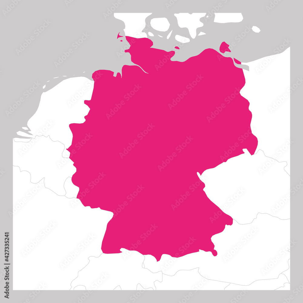 Map of Germany pink highlighted with neighbor countries Map of Germany pink highlighted with neighbor countries