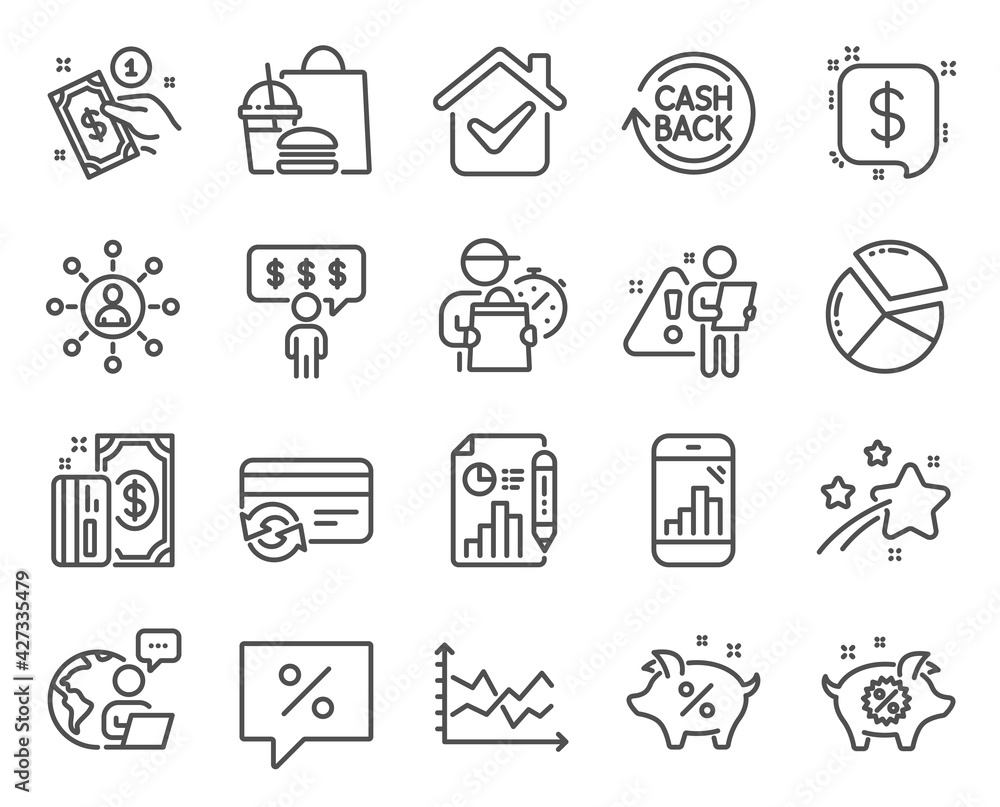 Finance icons set. Included icon as Diagram chart, Employee benefits, Payment method signs. Payment, Networking, Loan percent symbols. Piggy sale, Report document, Pie chart. Cashback. Vector Finance icons set. Included icon as Diagram chart, Employee benefits, Payment method signs. Payment, Networking, Loan percent symbols. Piggy sale, Report document, Pie chart. Cashback. Vector