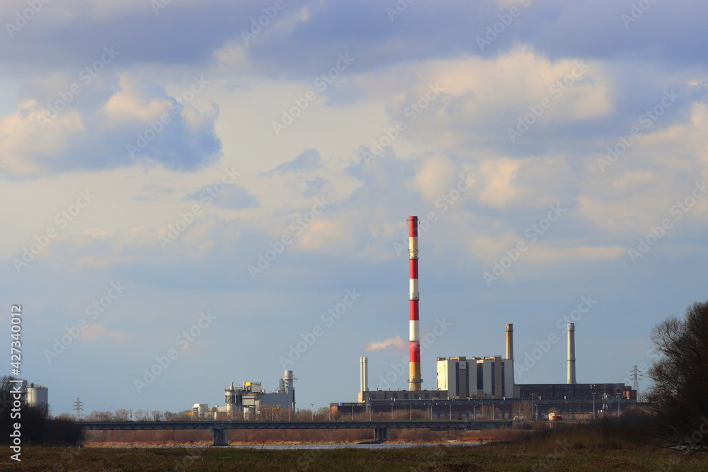 power plant with smoke stacks, Warsaw Poland power plant with smoke stacks, Warsaw Poland