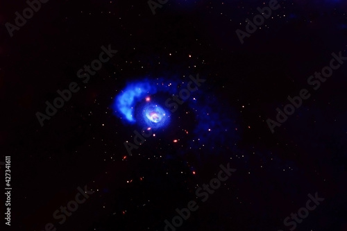Fototapeta Naklejka Na Ścianę i Meble -  Space nebula in blue. Blue space with stars. Elements of this image were furnished by NASA.