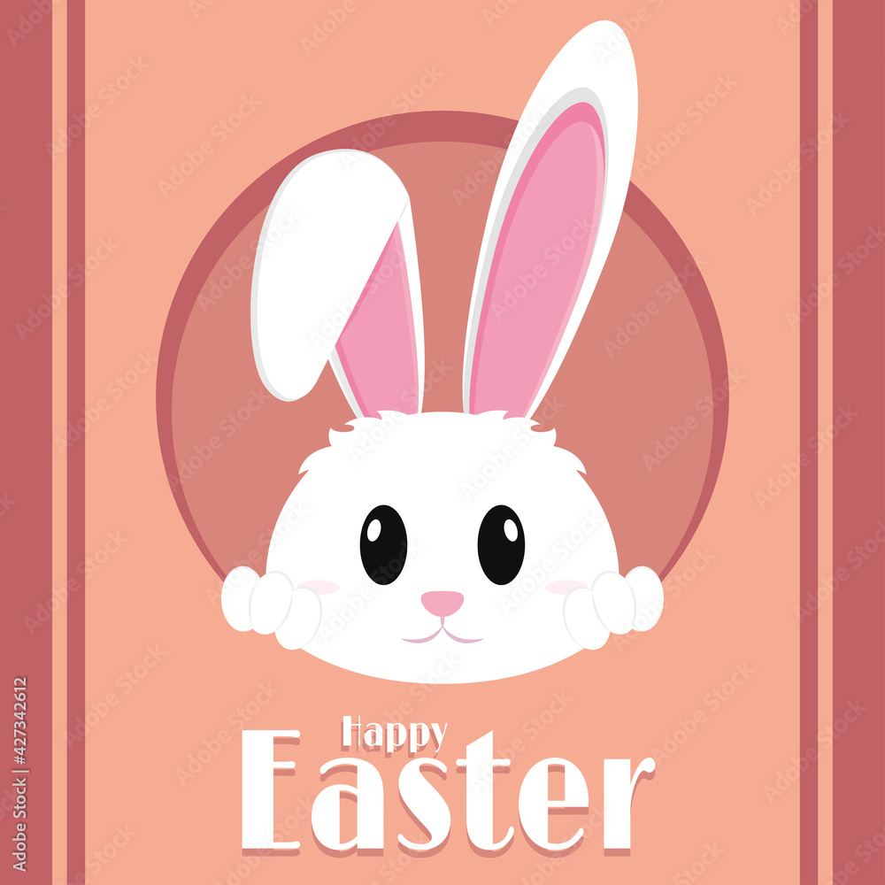 Cute bunny cartoon. Happy easter poster - Vector illustration Cute bunny cartoon. Happy easter poster - Vector illustration