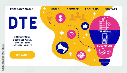 Vector website design template . DTE - Data Terminal Equipment xacronym. business concept background. illustration for website banner, marketing materials, business presentation, online advertising