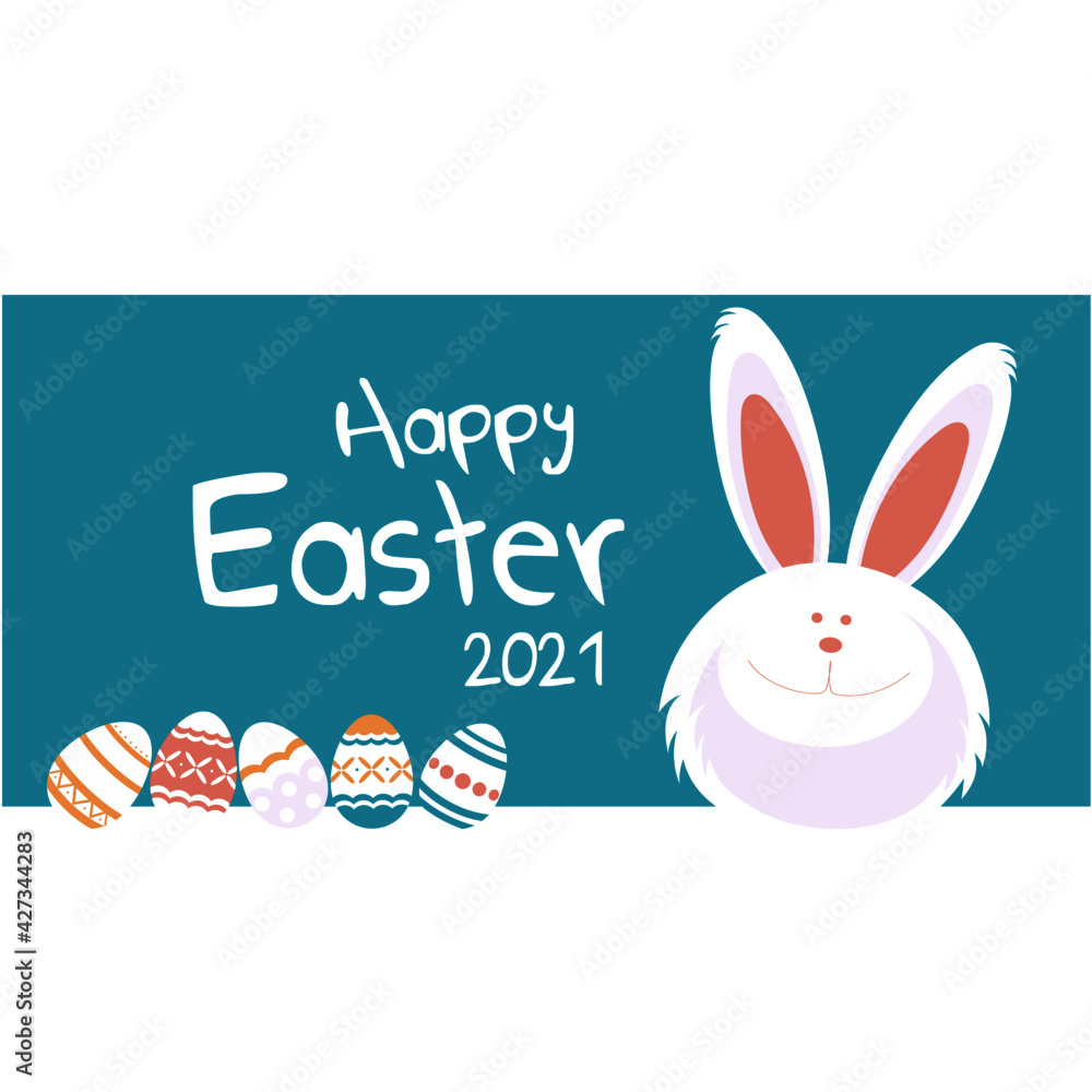 Happy Easter greeting card with funny bunny and lettering design Happy Easter greeting card with funny bunny and lettering design