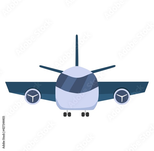 Vector illustration of an airplane viewed from the front, perfect for advertisements related to vacations and travel