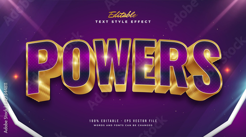 Bold Purple and Gold Text Style with Curved Effect