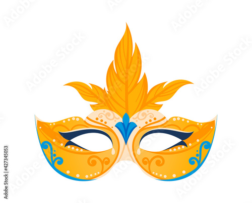Masquerade colorful masks, joyful festival, bright face decoration, design cartoon style vector illustration, isolated on white.