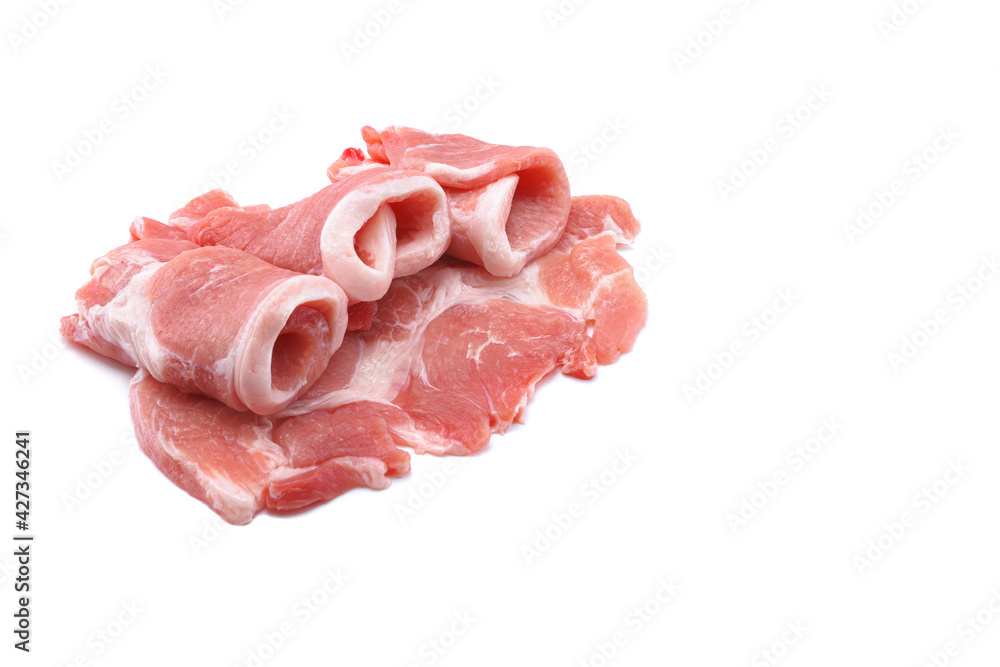Rolls, pork steaks, isolated on a white background.selective focus. Rolls, pork steaks, isolated on a white background.selective focus.