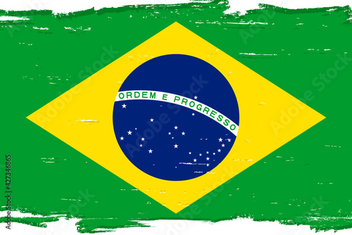 Flag of Brazil, banner with grunge brush
