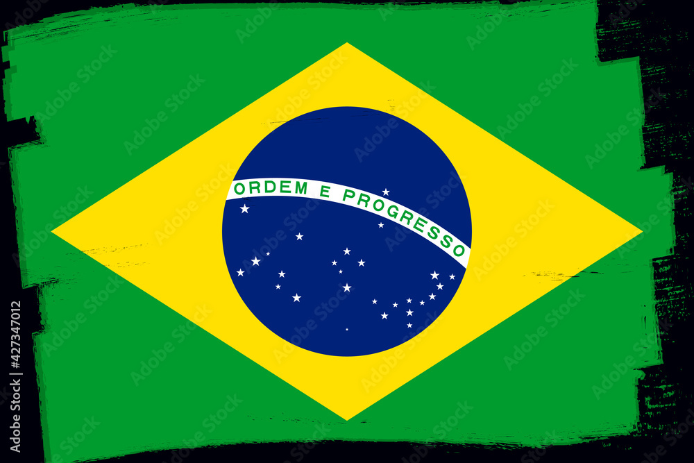 Fototapeta premium Flag of Brazil, banner with grunge brush