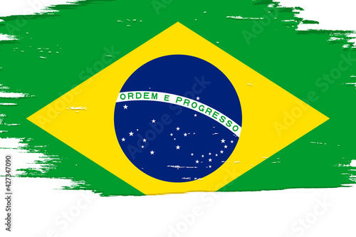 Flag of Brazil, banner with grunge brush