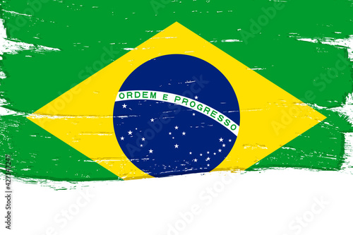 Flag of Brazil, banner with grunge brush