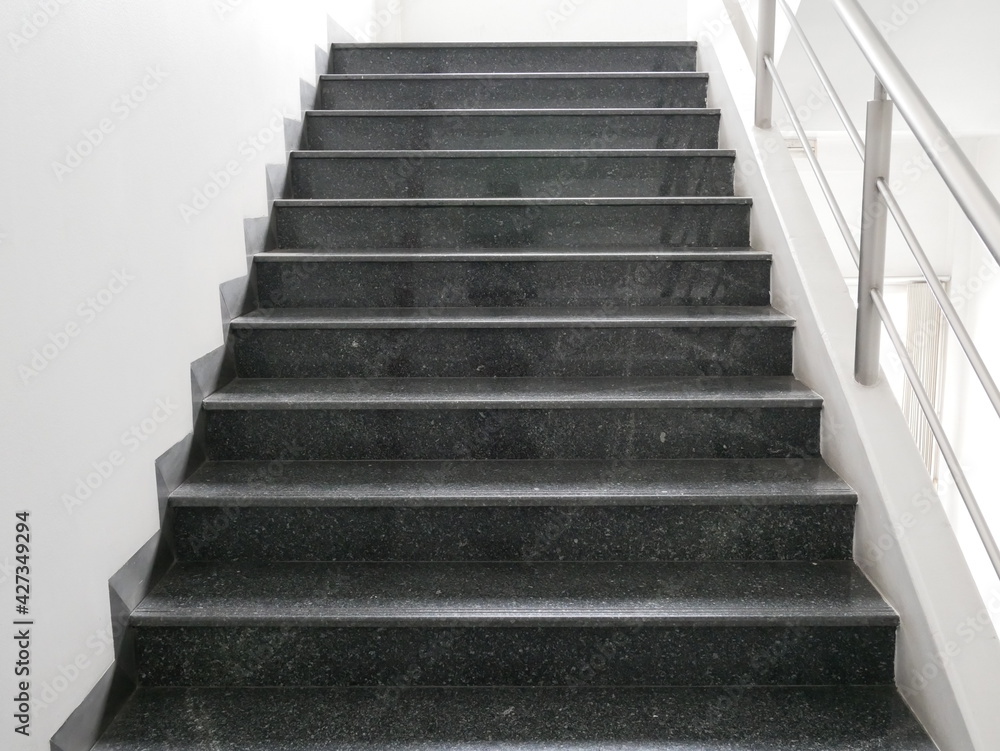Fototapeta premium staircase and aluminium railing handle for safety. 