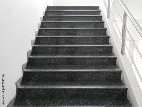 staircase and aluminium railing handle for safety. 