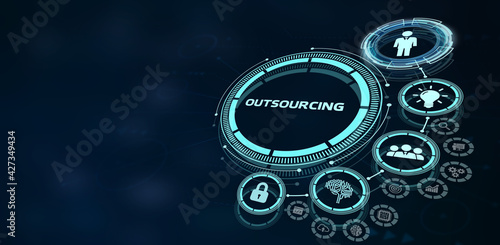 Business, Technology, Internet and network concept. Outsourcing human resources.