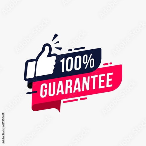 Guarantee 100 percent label sign for banner promotion vector illustration